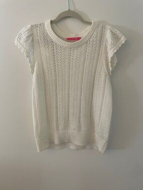 Lilly Pulitzer Ivory Open-Knit Short Sleeve Sweater